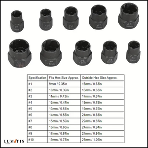 KIT EXTRACTOR DE TUERCAS 10PCS - TSP1 🔩